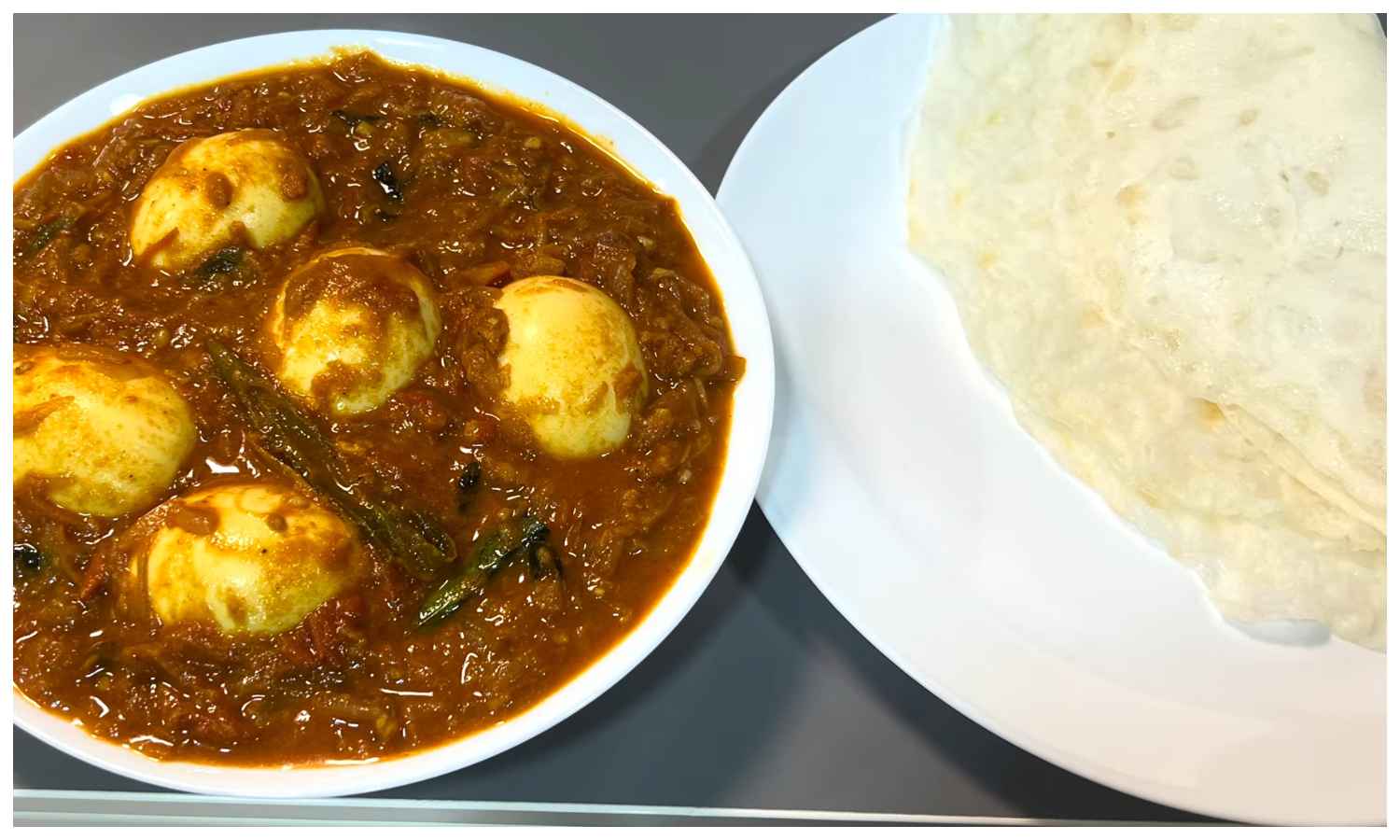 Nool parotta and egg curry recipe